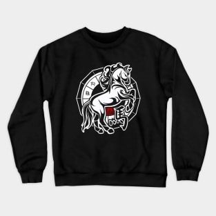 Horse Chinese Zodiac Sign Lunar New Year Tribal Design white Crewneck Sweatshirt